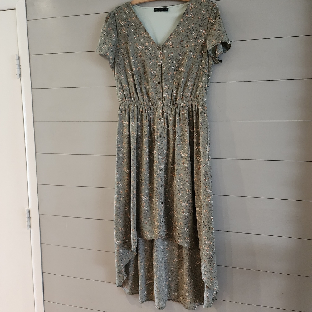 Cute high low floral sage green mikarose dress